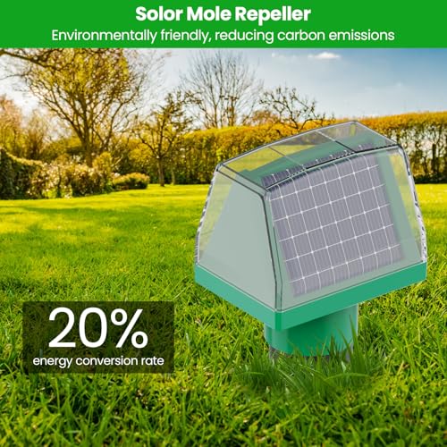 Mole Repellent Screw Solar Powered Gopher Deterrent Stake for Outdoor Lawns with Electic Vibration, Repels Snake Vole Groundhog Armadillo from Yard and Garden (4 Pack)
