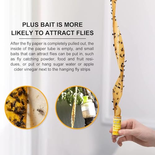 Outdoor Fly Trap Indoor Hanging 60pk, Sticky Fly Strips Tape Paper for Home - size: 60 pack