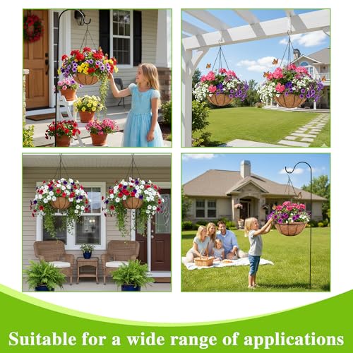 EIMQUVW Metal Hanging Planters Basket Set of 3 Hanging Flower Pots 12 Inch Chain Round Wire Plant Holder with Coco Coir Liner Garden Watering Hanging Baskets for Patio Garden Outdoor1