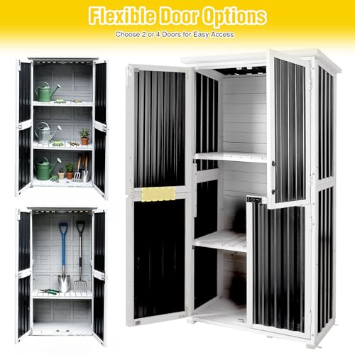 Aivituvin Outdoor Storage Cabinet,Weatherproof Plastic Shed with Adjustable Shelves,Outdoor Tool Storage for Patio,Garden,Backyard