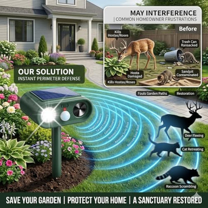 Solar Ultrasonic Animal Repellent Sonic Fortress Pro Deer Repellent Devices
