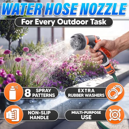8 Pattern Garden Leak Proof Hose Nozzle Water High Pressure Sprayer - color: Grey-Orange