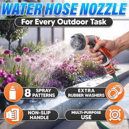 8 Pattern Garden Leak Proof Hose Nozzle Water High Pressure Sprayer - color: Grey-Orange