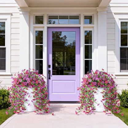 Homsunny Artificial Hanging Flowers for Spring Outdoor Planter - color: Purple + Orchid