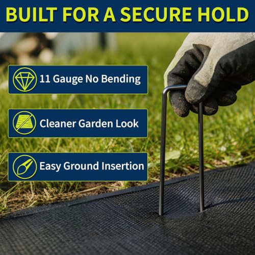 Mysit 6 Inch Landscape Staples 11 Gauge Heavy Duty U Shaped Garden Stakes