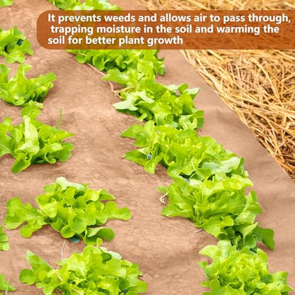DECOHS 3 x 100 Ft Biodegradable Paper Weed Barrier- Heavy Duty Biodegradable Garden Bed Grass- Garden Paper Weed Control Barrier Weed Grass Blocker for Outdoor Garden Lawn - color: 3x100ft