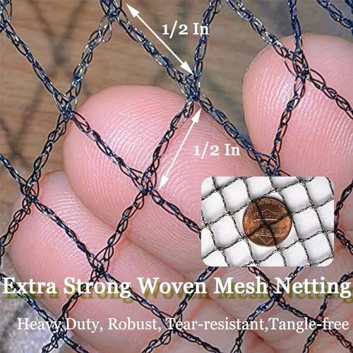 Bird Netting 15x40 Ft, 1/2In Mesh Garden Bird Netting, Fruit Tree Netting - size: 15x40ft-1/2in mesh