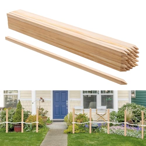VEVOR Wooden Garden Stakes, 25 Pcs 36x0.75x0.75 in Survey Grading Stakes, Garden Ground Stake with Sharp Point, Fir Wood Plant Support Stake, Sign Posts for Silt Fence Backyard Boundaries Baselines - style: 0.75 x 0.75 x 36in+25pcs