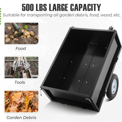 Garvee 500 LBS ATV Trailer, Heavy Duty Tow Behind Lawn Mower Trailer, Black - size: 500 LBS