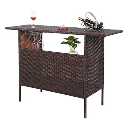 VINGLI Outdoor Storage Cabinet with Wheels, Waterproof Woven Rattan with Double Magnetic Doors, Mobile Multi-Purpose Cabinet for Storage, Buffet Server, Bar Table, Potting Bench (Classic) - size: Classic