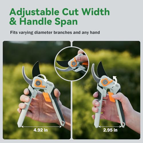 PrunePro® Pruning Shears Scissors Set Effortless Cut 1" Branches Clippers - color: Green