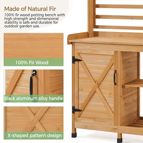 Yaheetech Outdoor Potting Bench with Storage, Planting Table for Patio,Wood - color: Wood