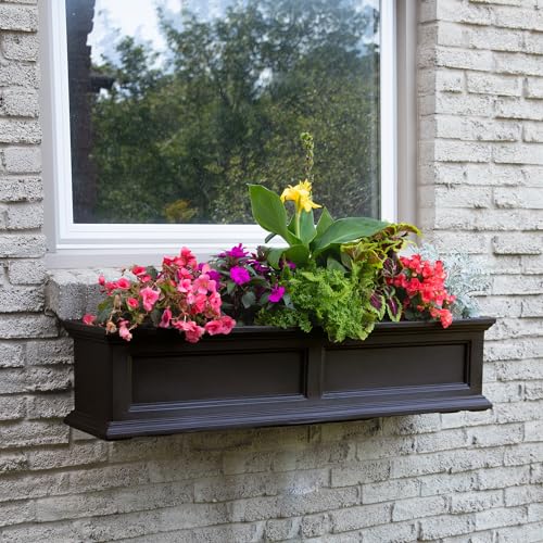 Mayne Fairfield 48in Self-Watering Rectangular Window Box Planter, Espresso - color: Espresso, size: 48in