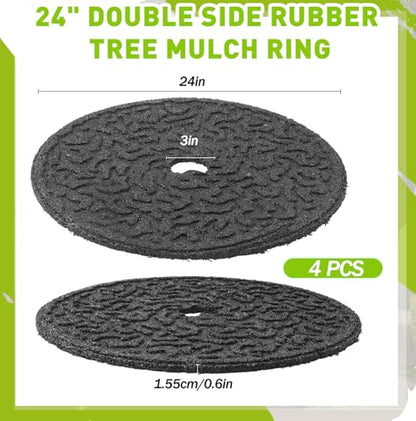Peryiter 6 Pcs Rubber Mulch Tree Ring Protector Mat Weed Barrier, 24 in - style: 24 Inches