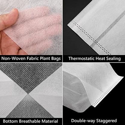 GREANER 100pcs Biodegradable Nursery Bags, 9 x 9inch Seed Planting Bags, Planting Seed Starting Pots Pouches, Standable Pouch for Potato, Flower, Tomato Plant Starts - size: 9.8"x9.8"/100pcs