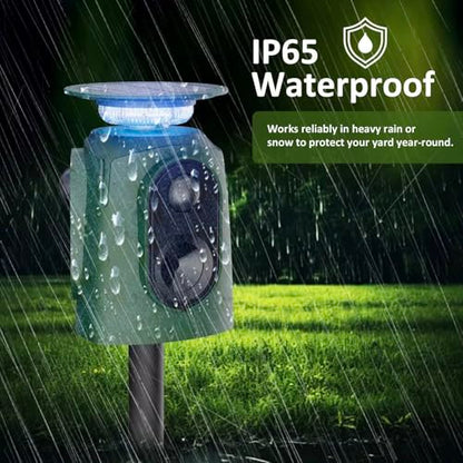 2026 Upgraded Solar Ultrasonic Animal Repeller, 360° Motion Detection with LED Flashing Light, Waterproof Design for Outdoor Garden, Farm, Temporary Yard Protection Against Deer, Cats, Dogs, Raccoons