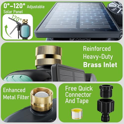 2 Zone Solar Water Timer, Hose Timer with Solar Charging