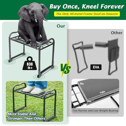 ikkle Heavy Duty Garden Kneeler and Seat, 838LB+ Capacity