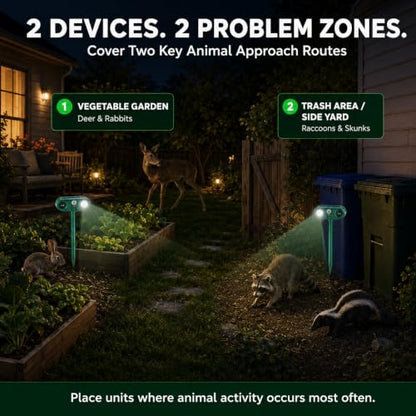 Sonic Fortress Pro Deer & Raccoon Repellent Outdoor, Solar Animal Repeller