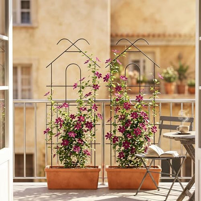 ARIFARO 4 Pack 40" Metal Garden Trellis for Climbing Plants Outdoor - size: 40 inch
