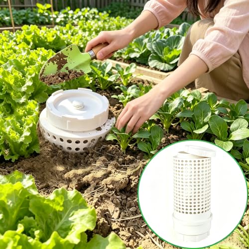 Inground Farm Composter, Underground Worm Farm, with Holes and lidGarden Mini vermicomposting bin for use in Outdoor Gardening from Kitchen Food Waste, White (12.2x4.4x3.4in)1pcs