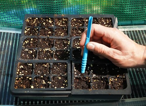 Little Dibby Seed Sowing Tool – Precision Garden Dibber Planter & Seedling Transplanter with 1/8”–1½” Depth Markings – Made Exclusively in the USA (Blue)