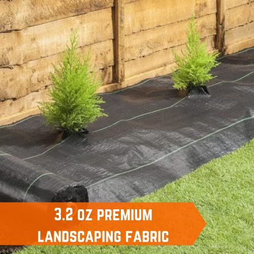 Vapor Barrier Supply - 3.2oz Premium Landscape Fabric Heavy Duty - (3' x 200') - Commercial Grade Landscape Fabric, Woven Landscaping Fabric, Ground Cover for Gardening, Farming, Agriculture - size: 3' x 200'