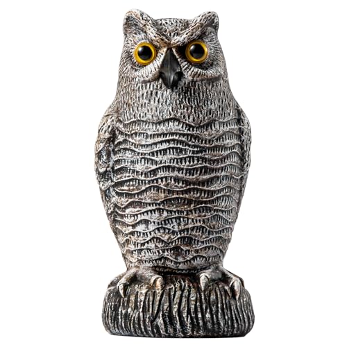 OFFO Owl Statue, Plastic Owls Scarecrow for Halloween Decorations Outdoor Garden, Yard, Pool Decoration, 8.3 in Height, Brown - color: Brown