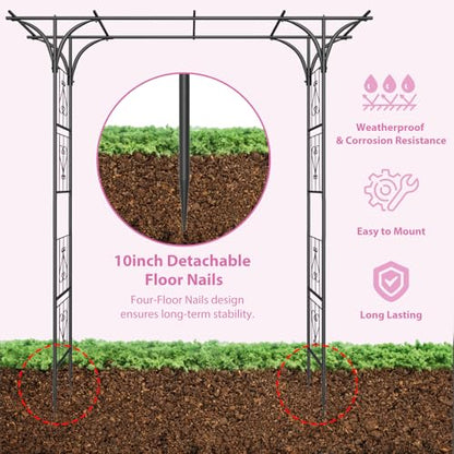 Heavy Duty Garden Arch Trellis 7FT Wedding Arch Backdrop Stand Garden Arbor