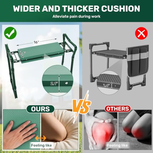 Garden Kneeler and Seat with 2 Tool Pouches for Gardening Work