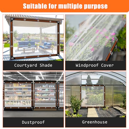 4x6FT Heavy Duty Clear Waterproof Tarp,Outdoor Garden Rainproof Covering - size: 4 x 6 FT