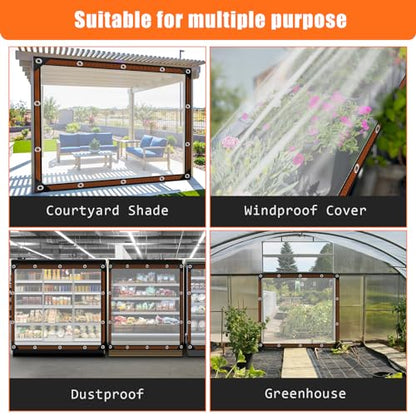 4x6FT Heavy Duty Clear Waterproof Tarp,Outdoor Garden Rainproof Covering - size: 4 x 6 FT