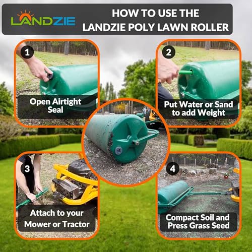 Landzie - Lawn Roller 36 Inch, Water Filled Poly Sod Roller - size: 36 Inches