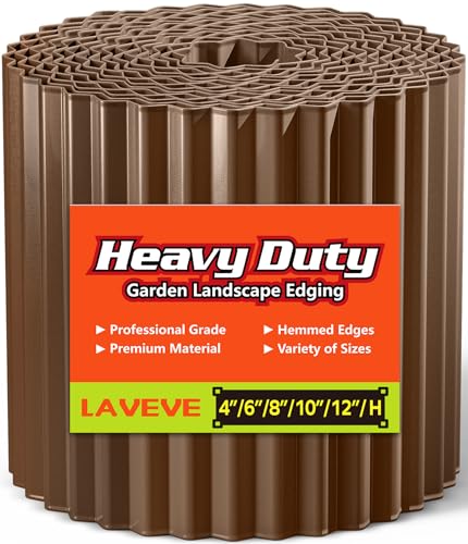LAVEVE Corrugated Metal Garden Edging 6" x 40Ft, Landscape Edging Border for Lawn, Flower Bed, Garden Fence, Paver Edging (Coffee) - color: Coffee