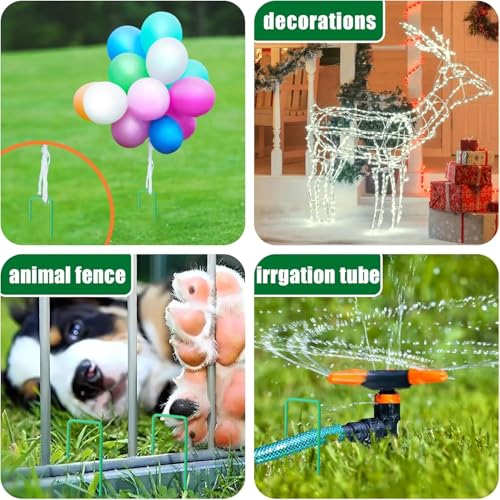 10Pcs Garden Staples Landscape Stakes Ground Pins, Lawn Staples Weed Fabric Staple, Steel Sod Anchor Securing Pegs for Securing Fabric (Black, 10x4cm) - color: Black