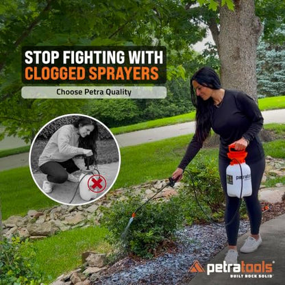 PetraTools HD101 Garden Pump Sprayer, 52-in Long Hose & 2 Nozzles, 1 Gallon - color: Orange, size: 1 Gallon