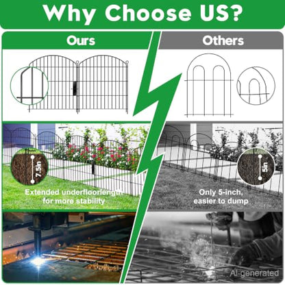 Decorative Garden Fence 32in (H) x22ft (L),Arched Metal No Dig - size: 10 Panels-32in(H) x 22ft(L) with Gate