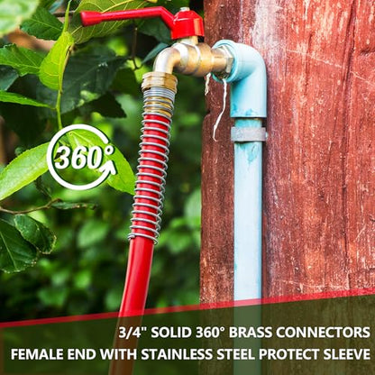 5/8" Garden Hose 20ft, -40℉ To 190℉ Hot/Cold Rubber hose, Red - color: Red, size: 20Ft