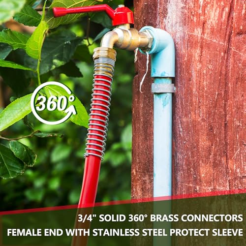 5/8" Garden Hose 150ft, -40℉ To 190℉ Hot/Cold Rubber hose, Red - color: Red, size: 150Ft