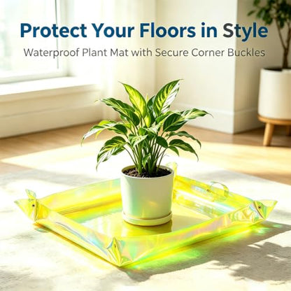Kasepie Pink PVC Plant Repotting Mat, 19x27 Inch, Foldable Dirt Control Tray for Indoor Transplanting, Gardening Gift for Women and Men (Green) - color: Green