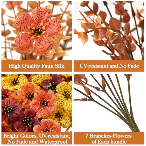 Artificial Fall Flowers for Outdoors, Fall Flowers Decor, 15Pcs Fake Mums - size: 15 pcs