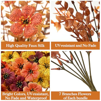 Artificial Fall Flowers for Outdoors, Fall Flowers Decor, 15Pcs Fake Mums - size: 15 pcs
