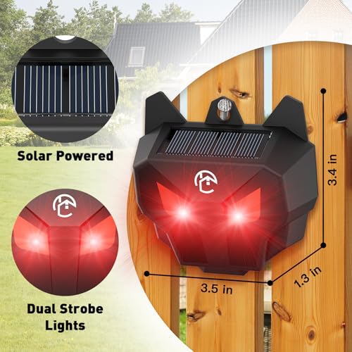 4 Pack Solar Nocturnal Animal Repeller with Red LED Flashing Lights – Effective Coyote, Raccoon, Skunk, Deer & Hawk Deterrent – Waterproof Predator Lights for Yards, Gardens & Chicken Coops