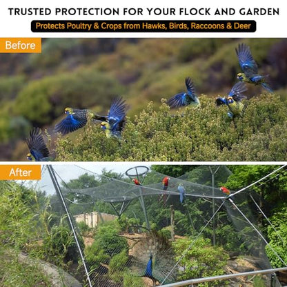Heavy Duty Bird Netting for Garden with 1" Mesh, 25x25 ft Reinforced HDPE Chicken Netting & Pond Netting,Poultry Netting for Protecting Fruit Trees, Vegetables & Plants from Birds & Other Animals - style: 25' x 25' - 1"