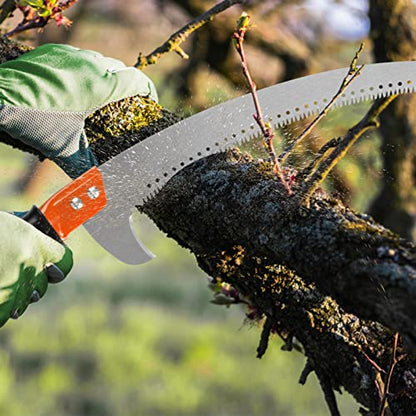 14FT Pole Saw for Tree Trimming 2-in-1 Hand Saw Steel Blade Extension Pole - size: 14 FT