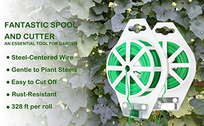 Gardzen 328ft Twist Ties Reusable Coated Wire Plant Ties with Cutter - size: 328ft