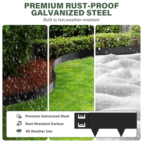 6-Pack Metal Landscape Edging 12 inch x 20 ft, Black Powder Coated - size: 12 inch