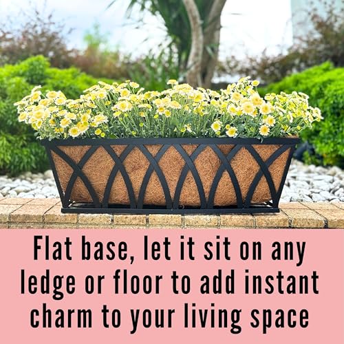 LaLaGreen Wall Planter (4 Pack, 30 Inch) Large Railing Planter Box for Outdoor Plants with Coco Liner, Metal Balcony Flower Basket Deck Rail Railing Fence Window Attach House Horse Trough Fence Porch - size: 30" (76cm) x 4 Pack