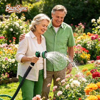 Garden Hose 25FT, Ultra Lightweight with 10-Function Nozzle - color: Green