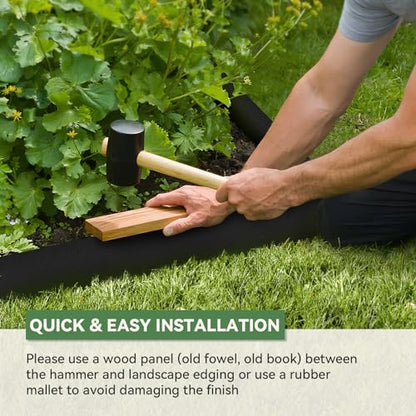 6 PCS 6 Inch Steel Landscape Edging Kit, 40" L x 6" H Galvanized Steel Landscape Lawn Edging Powder for Lawn Yard, Coated Bendable Metal Strips, No-Dig Hammer-in Edging Border w/7Clips - style: 40" L x 6" H,Black